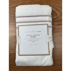 Pottery Barn Teen Brynn Border Pillow Sham, Standard Size, Pink Stripe NEW
